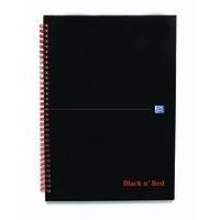 Black N Red A4 Wire Bound Ruled Feint Perforated Notebook (140 Pages)