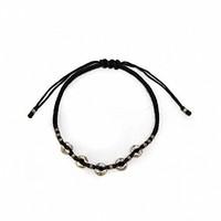 black waxed silver bracelet d1