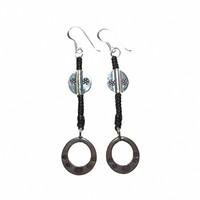 Black Waxed & Silver Ring Earring