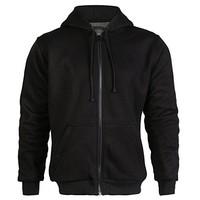 Black Mens CE Armoured & Lined 280GSM Kevlar Black Motorbike Hoody / Fleece - Heavy Duty - M-6XL