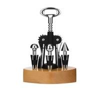 Black/Stainless Steel Corkscrew with 3 Wine Stoppers