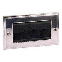 black brush wallplate double gang brushed chrome