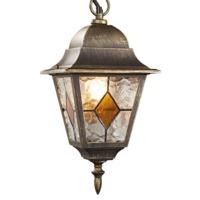 Black/Gold Cast Aluminium Hanging Lantern With Amber Leaded Glass