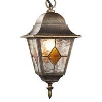 blackgold cast aluminium hanging lantern with amber leaded glass