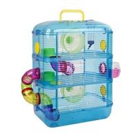 Blue Hamster Cage, 3 Story With Tubes, Gerbil Cage Pet World