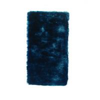 blue silky shaggy rug pari 60x110