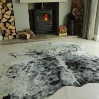 Black & White Leather Cowhide Rug 190cm x 173cm