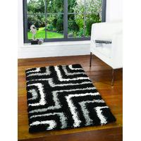 Black & Grey Maze Shaggy Rug Petersberg 200X290