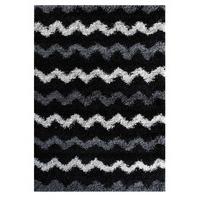 Black Rugs & Grey Chevron Shaggy Rug Helsinki L