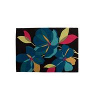 Black & Blue Carved Floral Contemporary Rug Carnival 120X170