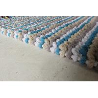 blue striped cotton bath mats pom pom 50cm x 80cm 1ft 8 x 2ft 7
