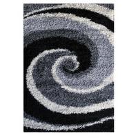 Black Rugs Swirl Shaggy Rug Helsinki L