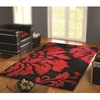 Black Floral Wool Rug Porto Small