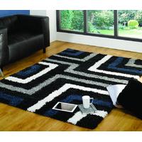 blue grey maze shaggy rug petersberg 160x230