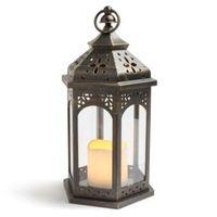 blooma matt black battery powered external moroccan lantern