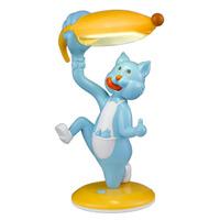 Blue Cat Holding Yellow Fish Table Lamp