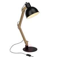 Black table lamp Elias with a wooden frame