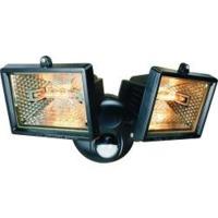 Black Twin Halogen Floodlights With Motion Detector