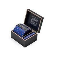 Blue Red Square Silk Tie & Pocket Square Gift Box - Savile Row