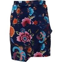 Blush Junior Girls Wrap Front Skirt Navy