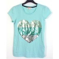 blue zoo age 11 12yrs aqua blue top with sequin heart detail