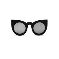 Black Retro Round Oversized Cat Eye Sunglasses - Size: One Size