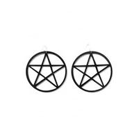 Black Pentagram Hoop Earrings - Colour: Black