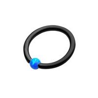 Blue Opal Captive Bead Ring - Size: 1.6mm x 11.2mm