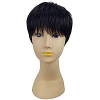 Black Color Short Straight Synthetic Wig Woman Classical Hair Styles for Dailiy Life