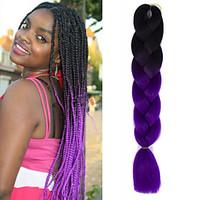 black dark purple ombre crochet 24 yaki kanekalon 2 tone jumbo braids  ...