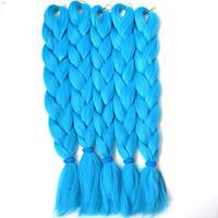 blue Box Braids Jumbo Hair Extensions 24inch Kanekalon 3 Strand 80-100g/pcs gram Hair Braids
