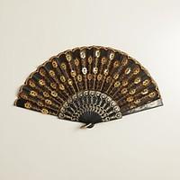 Black Peacock Design Hand Fan