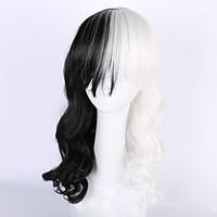 Black/White Cosplay Lolita Party Wig Heat Resistant Cheap Body Wave Half Black Half White Hair