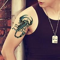 Blue Scorpion Waterproof Flower Arm Temporary Tattoos Stickers Non Toxic Glitter