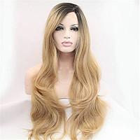 Blonde Color Super Wave Synthetic Lace Front Wig Half Hand Tied Heat Resistant