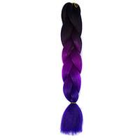 Black Fuchsia Violet Ombre Crochet 24 Yaki Kanekalon 3 Tone Jumbo Braids 100g Synthetic Hair