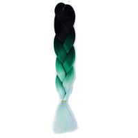 Black Dark Green Cyan Ombre Crochet 24 Yaki Kanekalon 3 Tone Jumbo Braids 100g Synthetic Hair