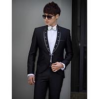 black beading slim fit tuxedo in polyester