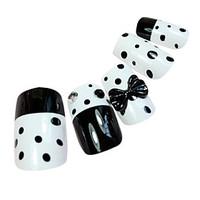 Black DOT Style False Nail Tips