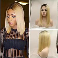 Black to Blonde Straight Bob Wig Hand Made Synthetic Lace Front bob wig Natural Ombre Hair Heat Resistant Synthetic Wig For Woman