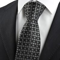 Black Grey Polka Dot Circle Pattern Men\'s Tie Necktie Formal Wedding Gift KT0031