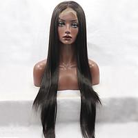 black color synthetic lace front wig long straight hair heat resistant ...