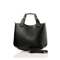 black faux leather tote boat bag