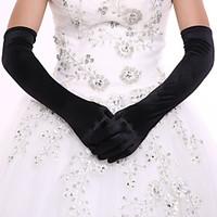 Black Opera Length Fingertips Glove Spandex Bride Gloves with DIY Pearls and Rhinestones