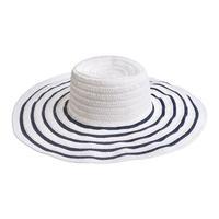 Ble Straw Hat, White/Blue Stripe