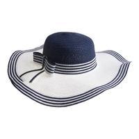 Ble Straw Hat, White/Blue Stripe
