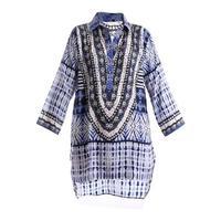 Ble Summer Black/Blue/White/Ivory Dress Kaftan, Medium