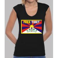 black v-neck shirt women - free tibet