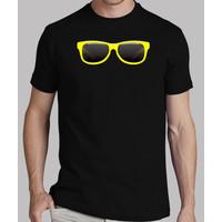 black shirt yellow glasses