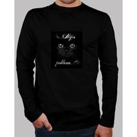 black shirt boy cat